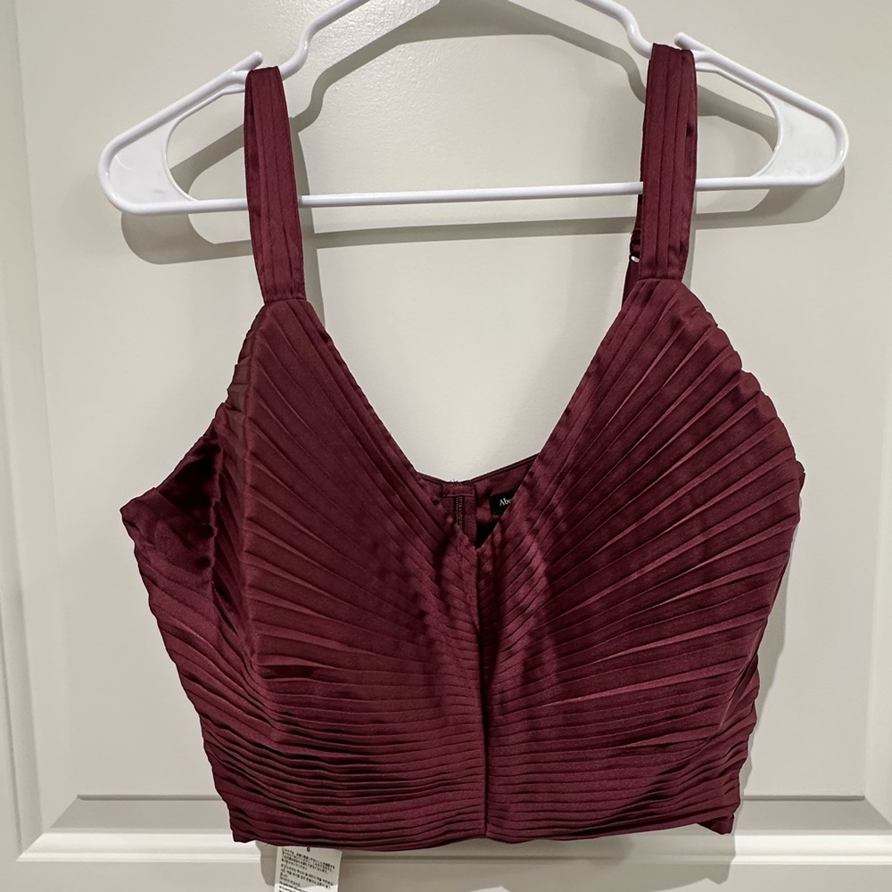 Burgundy Pleated Crop Top